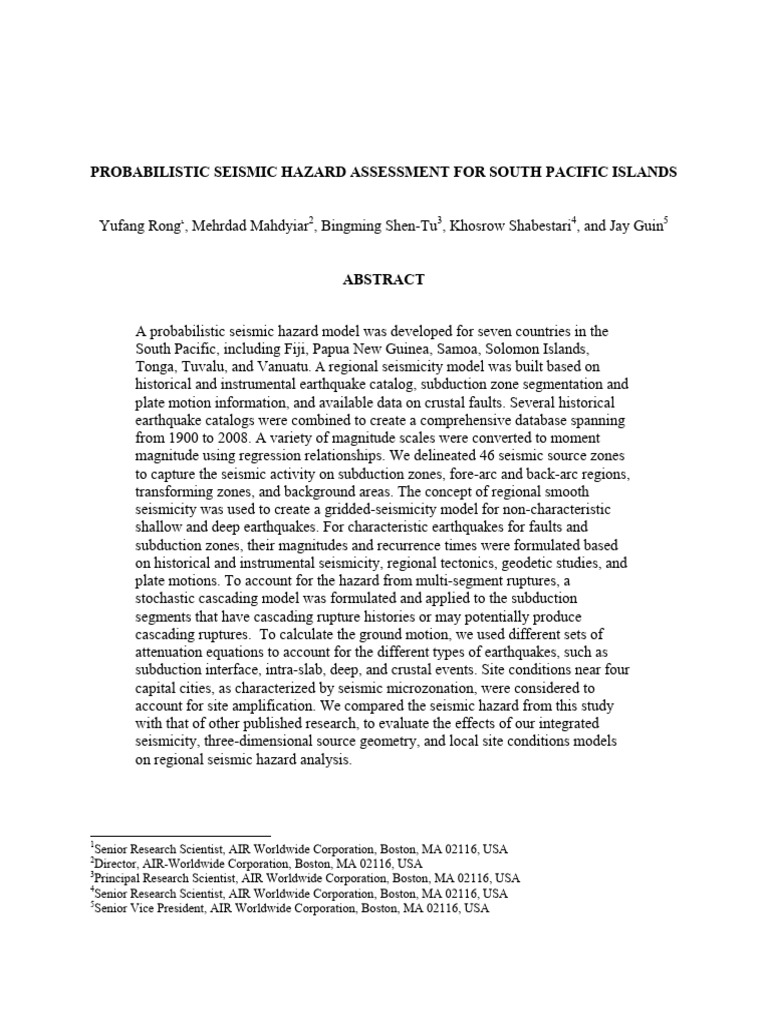 Probabilistic Seismic Hazard Assessment | PDF | Earthquakes | Moment ...
