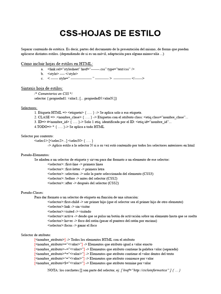 Hojas de Estilo CSS | PDF | Diseño gráfico | Estándares del consorcio ...