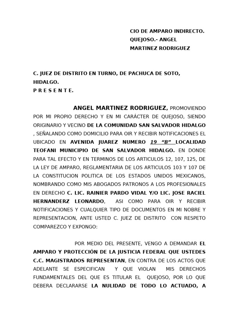 AMPARO FACUNDO MEJOR | PDF | Demanda judicial | Caso de ley