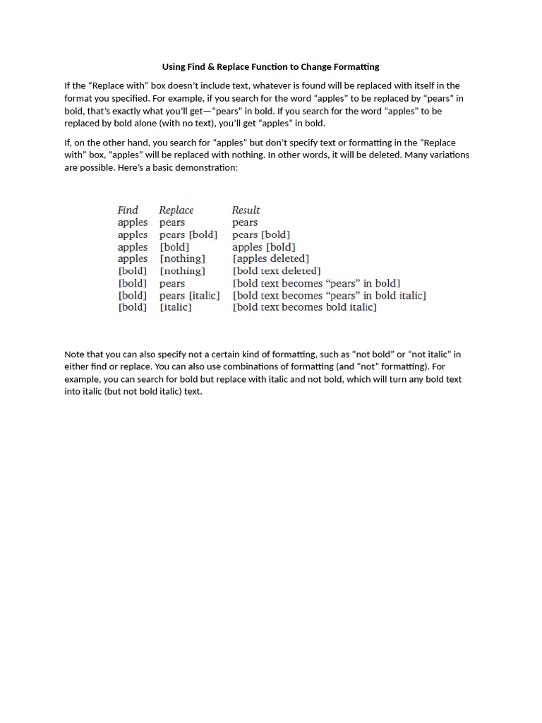 Info Replace Formatting | PDF