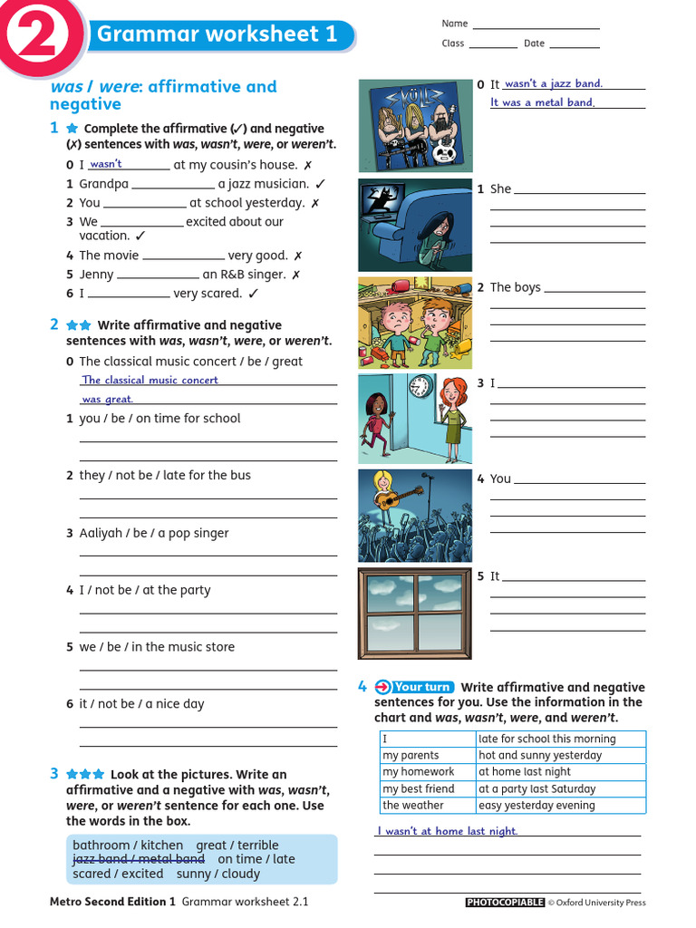 Metro2e L1 Grammar Worksheets UNIT 2 | PDF