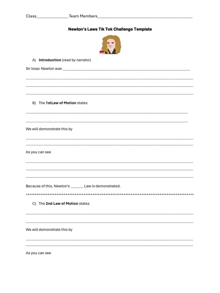 Newton's Tik Tok Challenge Questions | PDF
