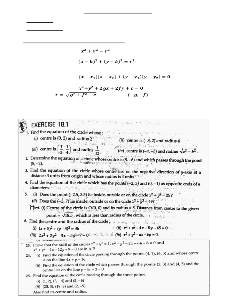 Chapter 18 Circles Notes | PDF