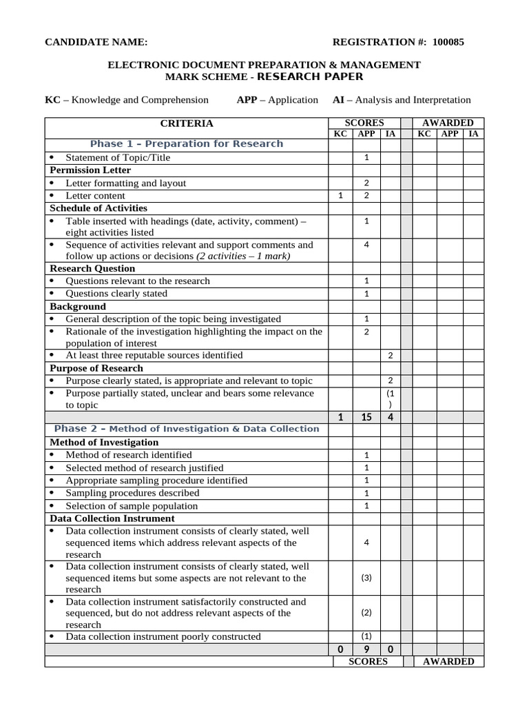 Mark Scheme - EDPM SBA Research (Legal) | PDF | Data | Science