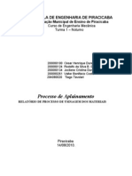 Relatório de Aplainamento da Engenharia Mecânica