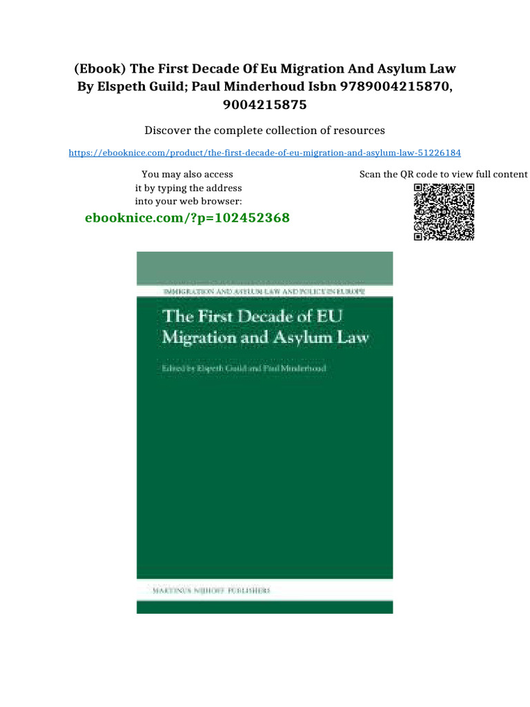 (Ebook) The First Decade of EU Migration and Asylum Law by Elspeth ...