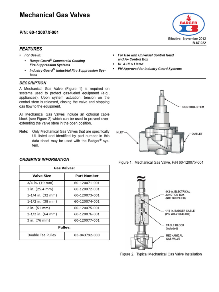 Range Guard Mechanical Gas Valves | PDF | Valve | Mechanical Engineering
