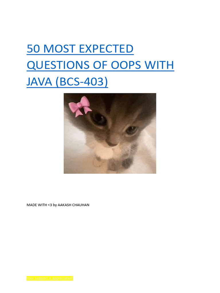 50 Most Expected Questions of Oops With Java | PDF