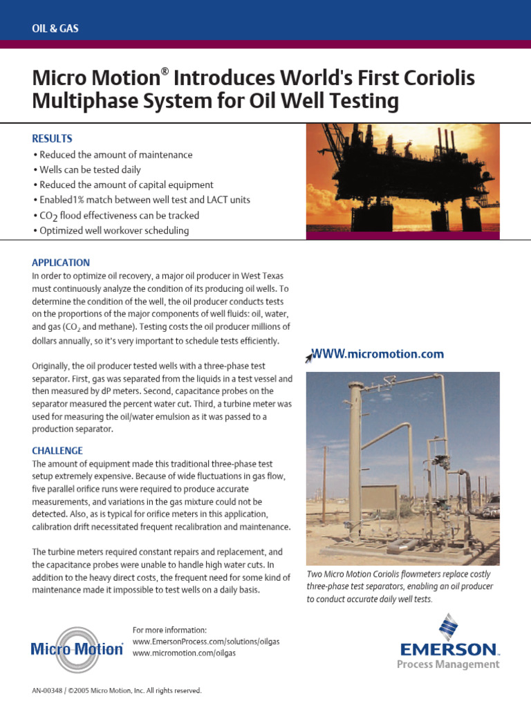 Case Study Worlds First Coriolis Multiphase System For Oil Well Testing ...