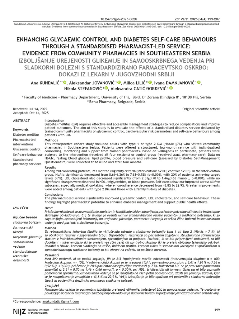 Enhancing Glycaemic Control and Diabetes Self-Care Behaviours Through A ...