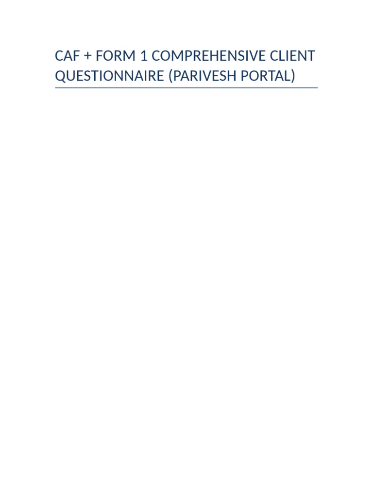 CAF Form1 Comprehensive Client Questionnaire | PDF
