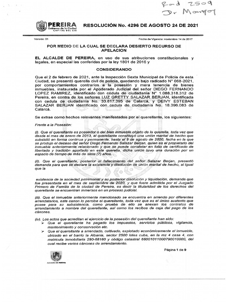 Resolución 4296 Agosto 24 de 2021 | PDF