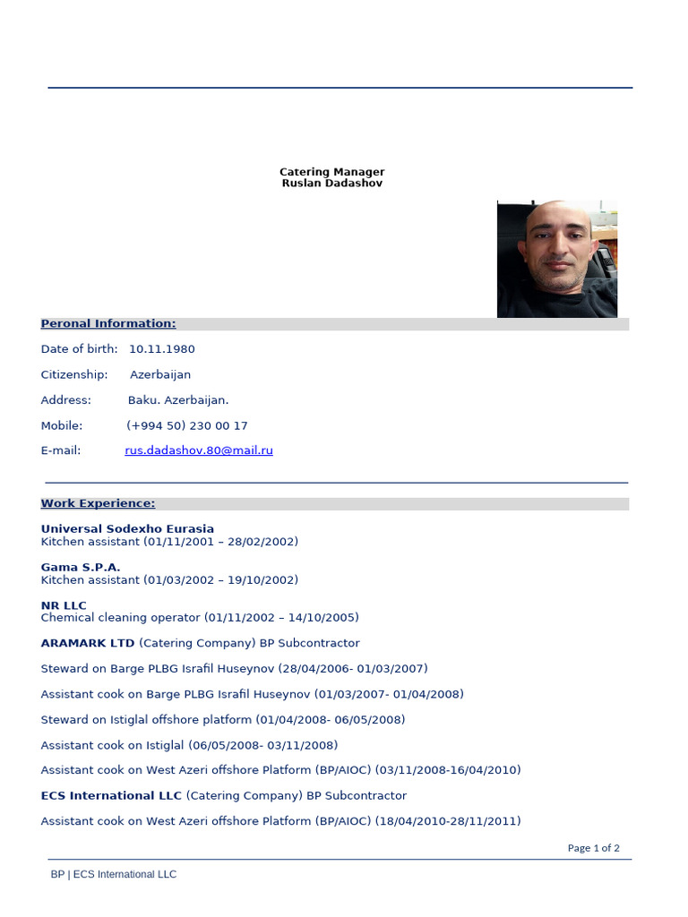 CV Ruslan Dadashov | PDF