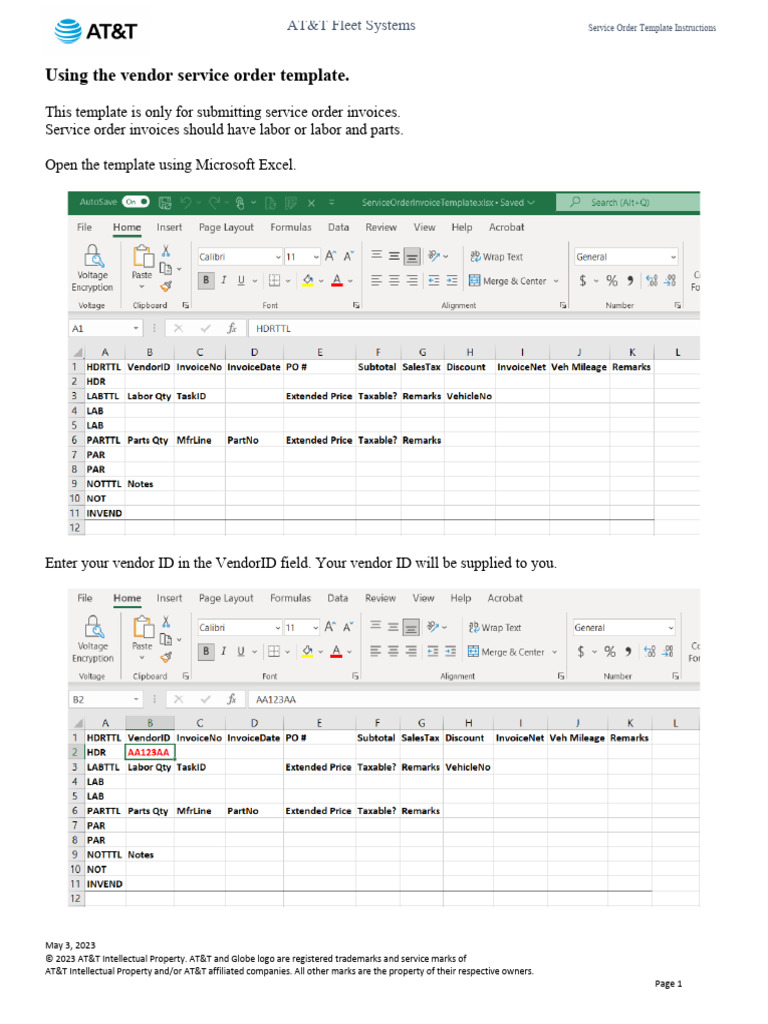 Service Order Template Instructions | PDF | Invoice | Computing