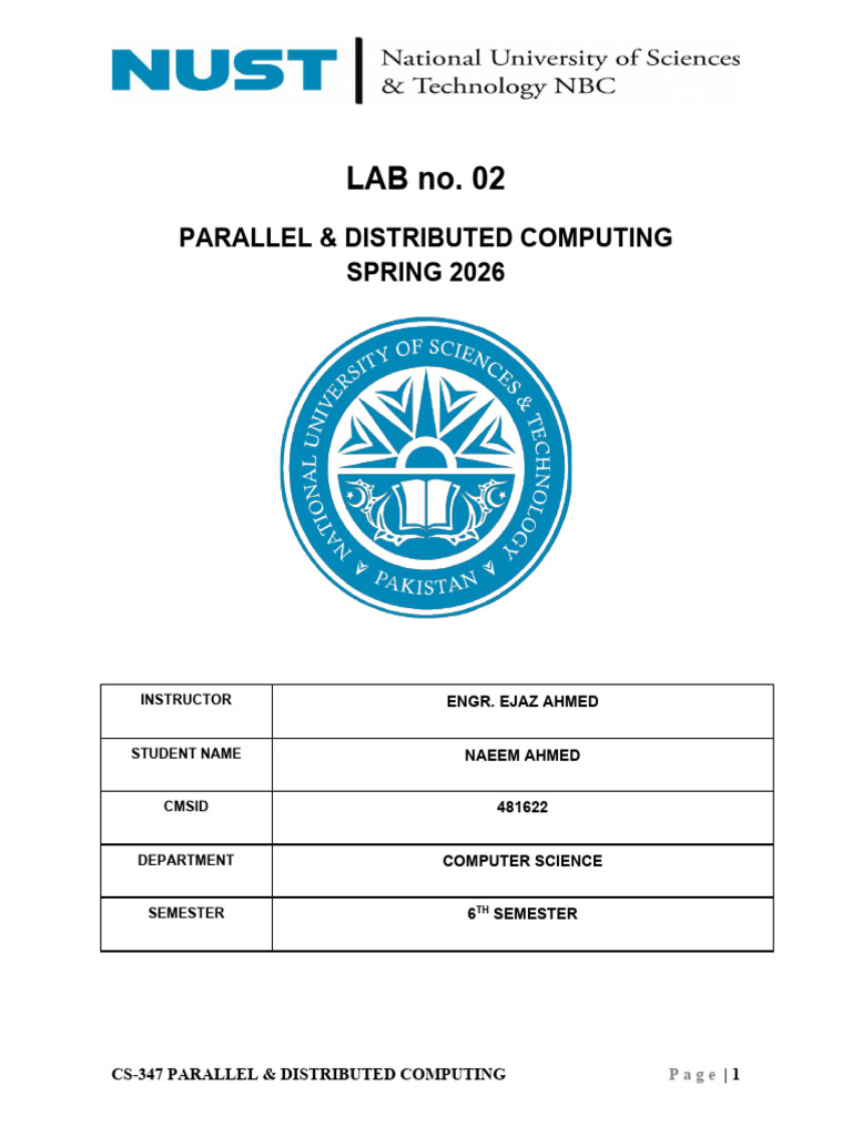 PDC Lab No. 02 Naeem Ahmed - cs23 - 481622 | PDF | Peer To Peer ...