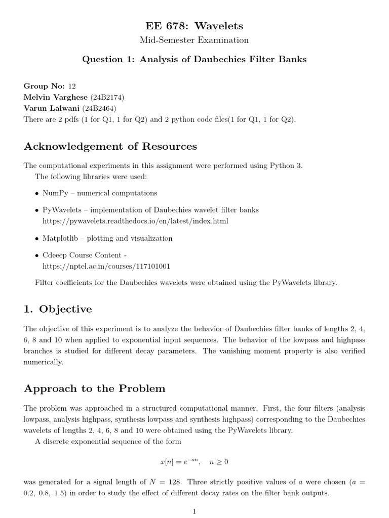 MidSem Q1 | PDF | Wavelet | Signal Processing