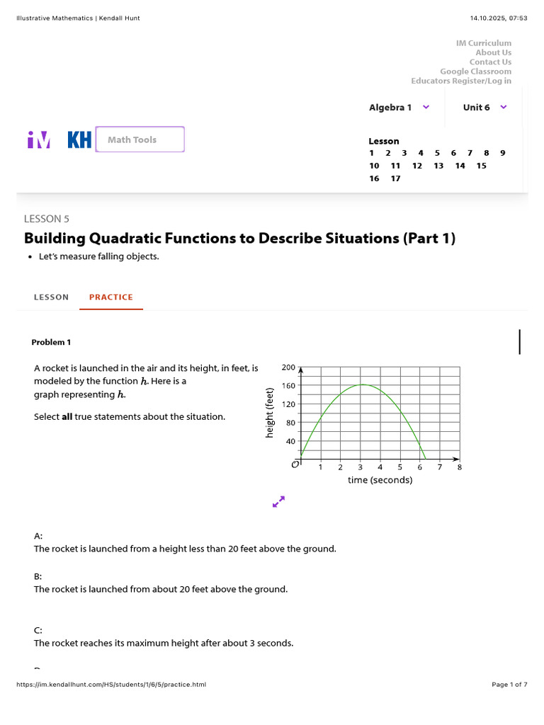 Illustrative Mathematics - Kendall Hunt | PDF | Function (Mathematics ...
