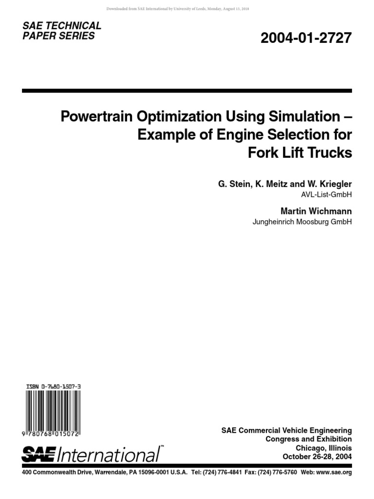 Powertrain Optimization Using Simulation - Example of Engine Selection ...