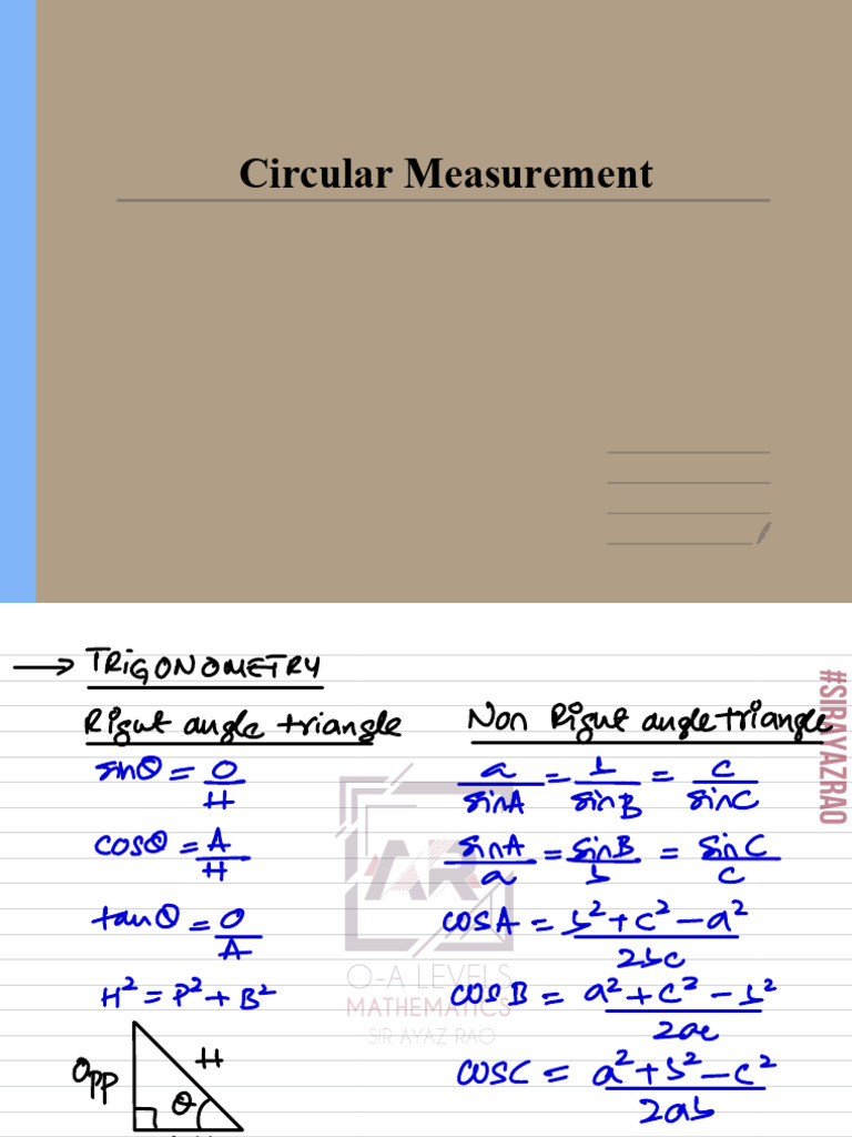 As p1 Circular Measures Class Notes | PDF