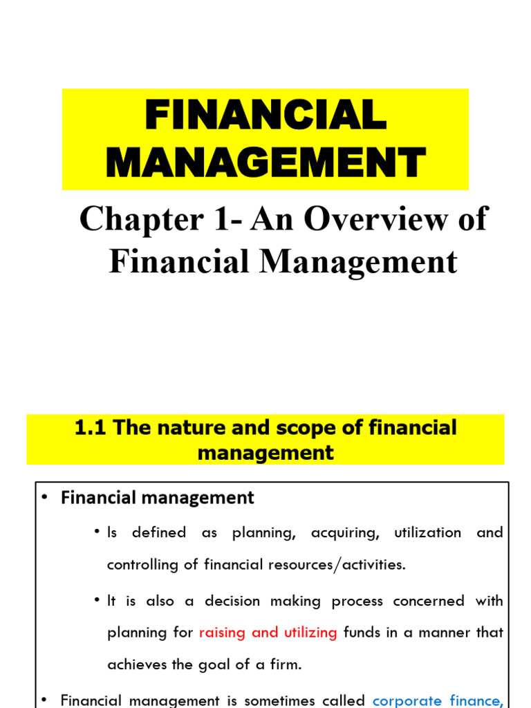 Chapter 1 - An Overview of Financial Management | PDF | Securities ...