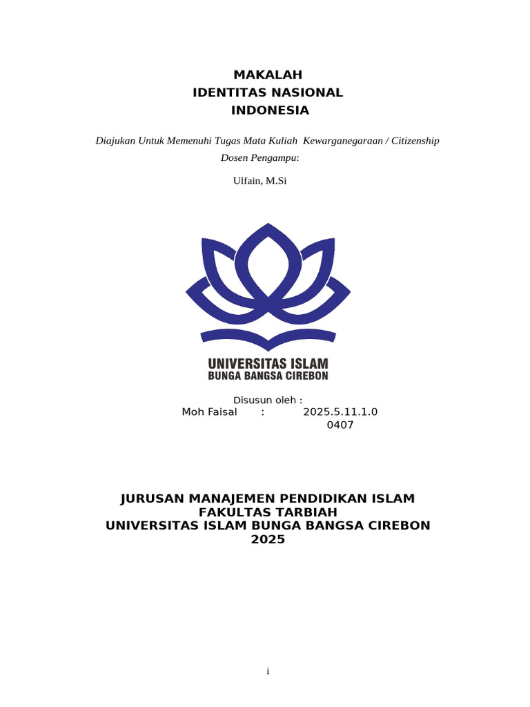 Makalah Identitas Nasional Indonesia Aisal | PDF