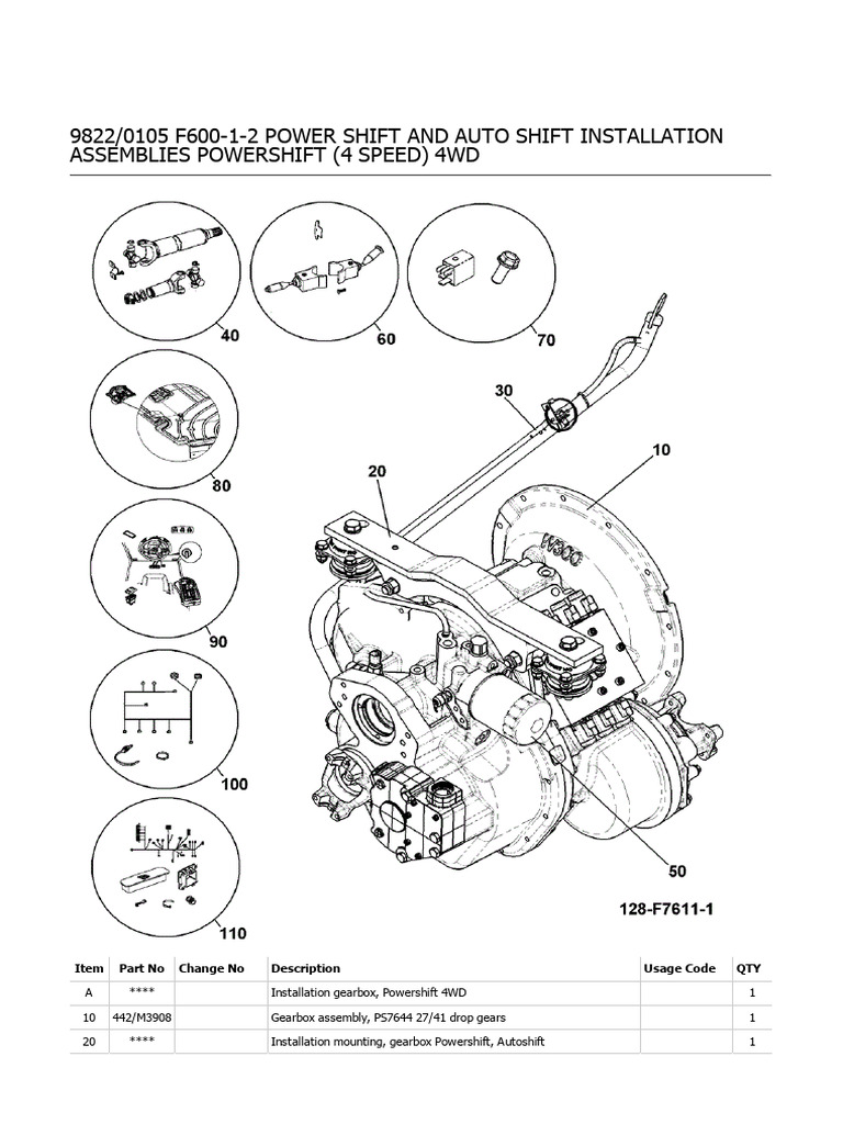 9822 - 0105 F600-1-2 Power Shift and Auto Shift Installation Assemblies ...