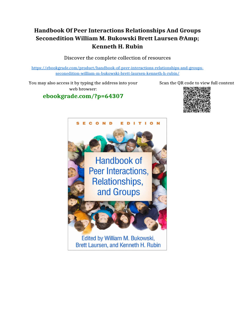 Handbook of Peer Interactions Relationships and Groups SeconEdition ...
