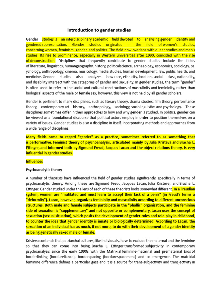 Introduction To Gender Studies Ank | PDF | Gender Studies | Gender