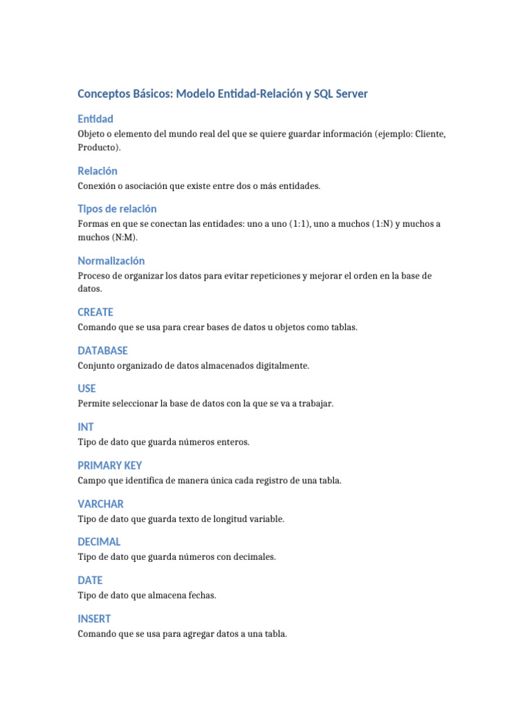 Conceptos Basicos SQL | PDF