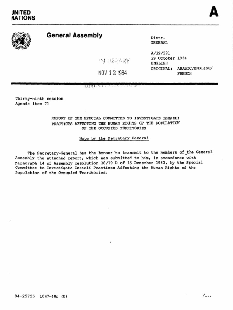 1984 Opt | PDF | Israeli Occupied Territories | Israel
