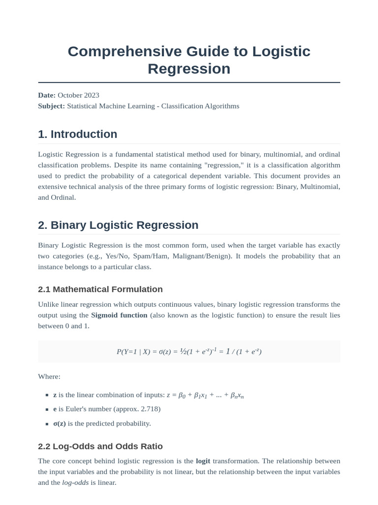 Binary, Multinomial, and Ordinal Logistic Regression Models | PDF ...