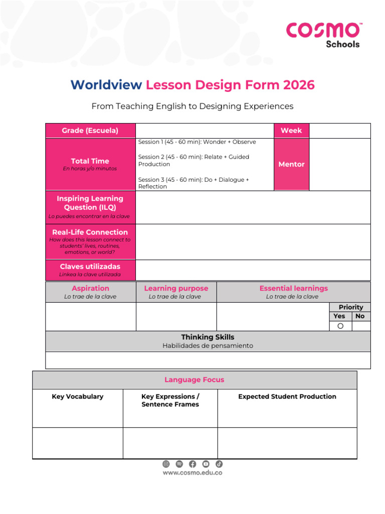 Worldview Lesson Design Form 2026 | PDF | Learning | Communication