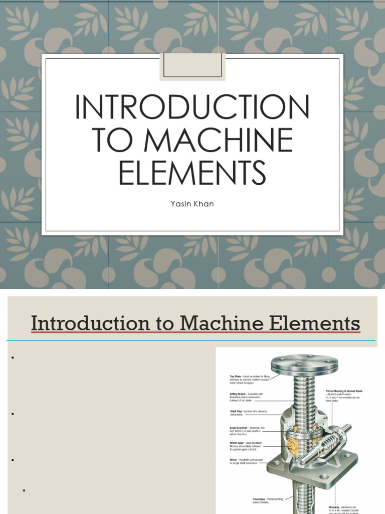 Lecture 08 Machine Elements | PDF | Gear | Bearing (Mechanical)