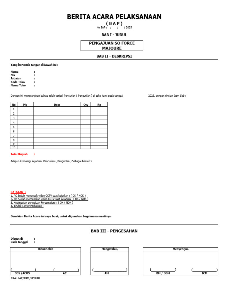 Format Bap Pengajuan So FM 10 Sep 25 | PDF