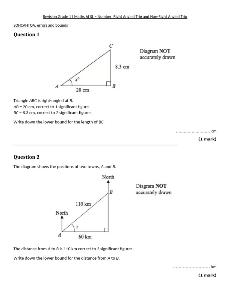 Test 1 Revision Pack | PDF | Area | Length