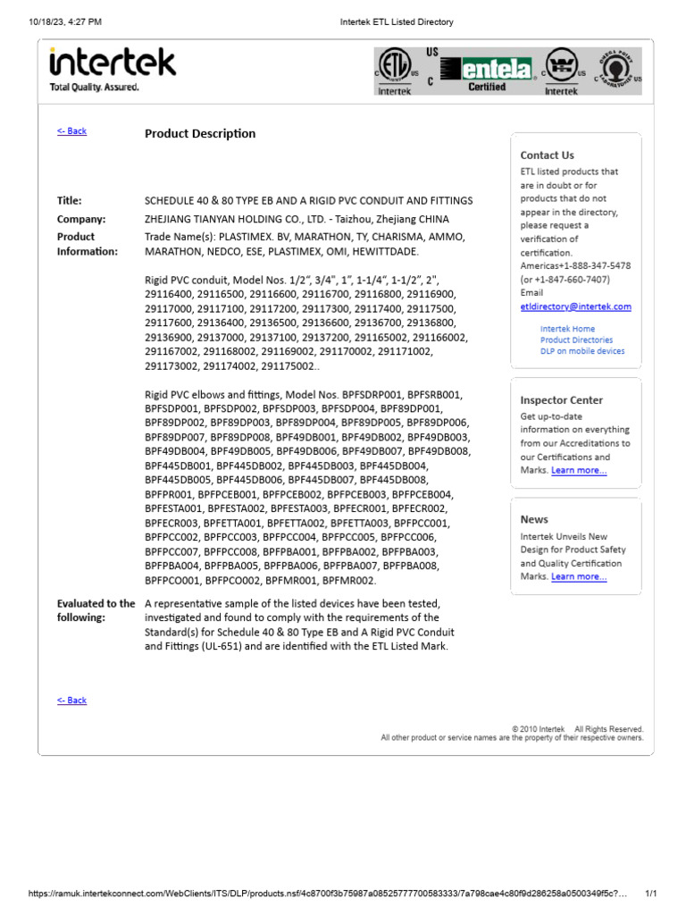 Intertek ETL Listed Directory | PDF | London Stock Exchange