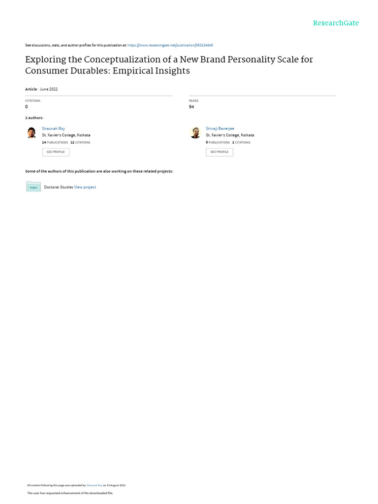 Exploring The Conceptualisation of A New Brand Personality Scale For ...