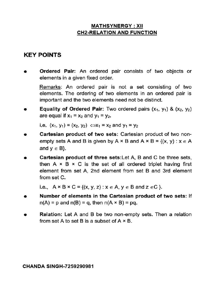 Ch2 Relation and Function | PDF | Function (Mathematics) | Mathematics