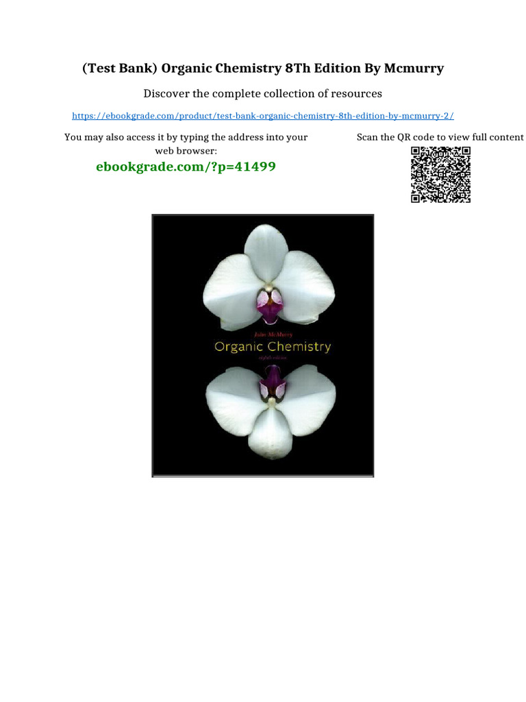 (Test Bank) Organic Chemistry 8th Edition by McMurry Latest PDF 2025 ...