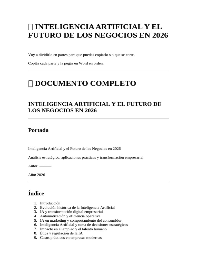 Inteligencia Artificial Y El Futuro de Los Negocios en 2026 | PDF ...