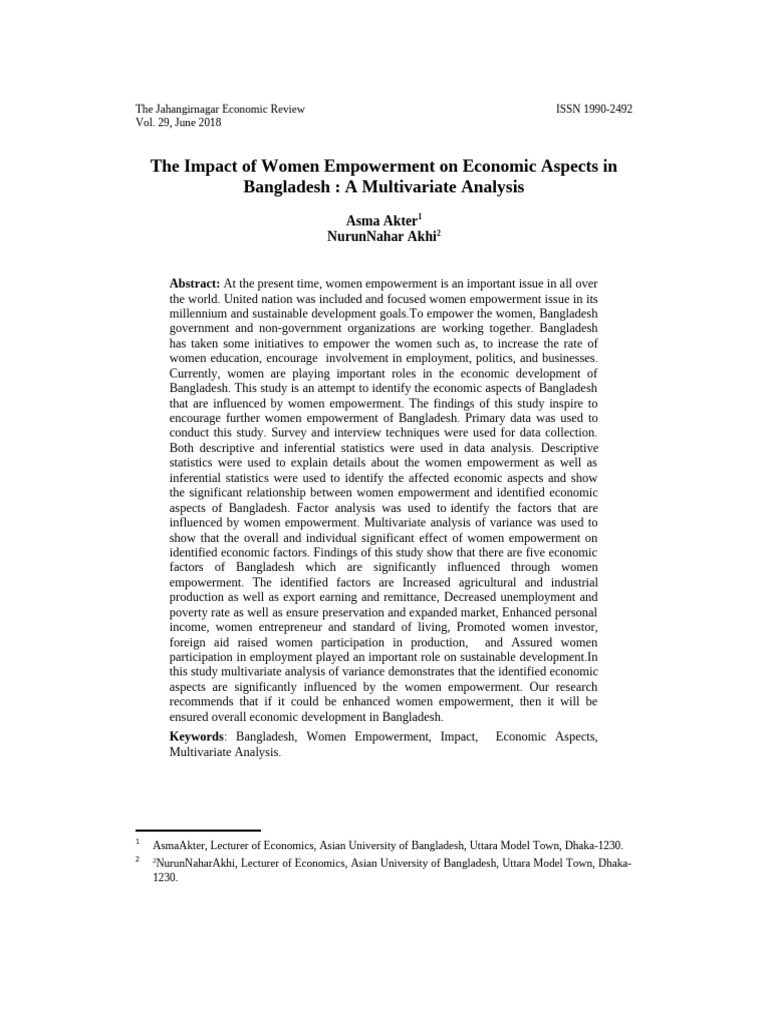 Impact of Women Economic Empowerment | PDF | Sampling (Statistics ...