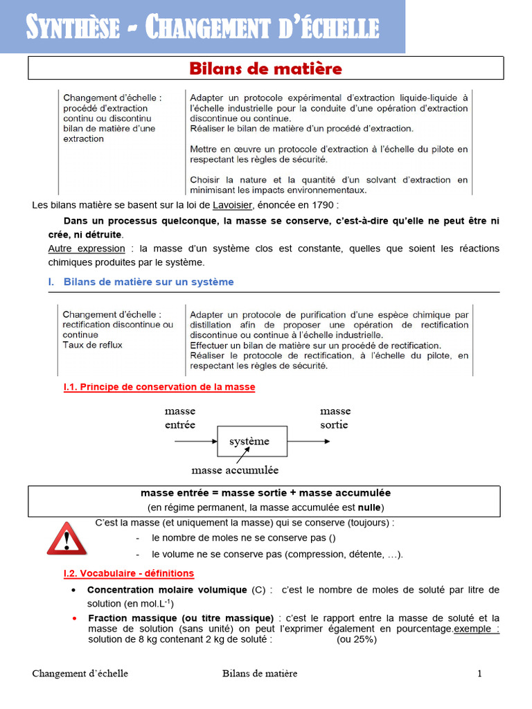 Séquence 3 - Bilan de Matière | PDF | Distillation | Chimie