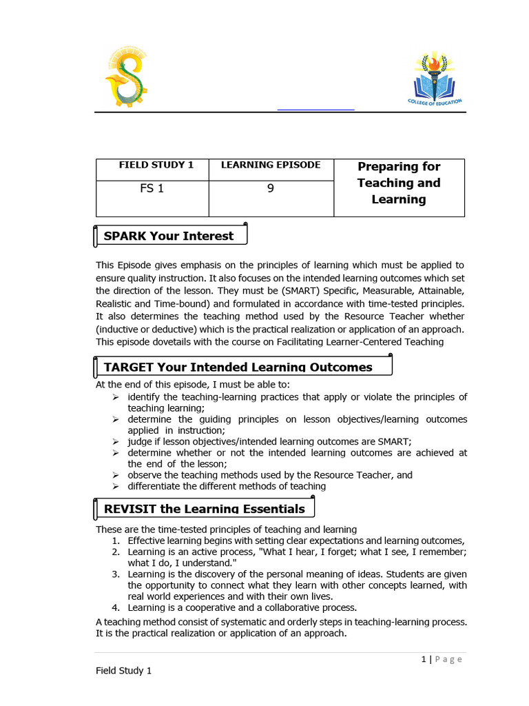 Fs1episode9 16 | PDF | Learning | Teachers