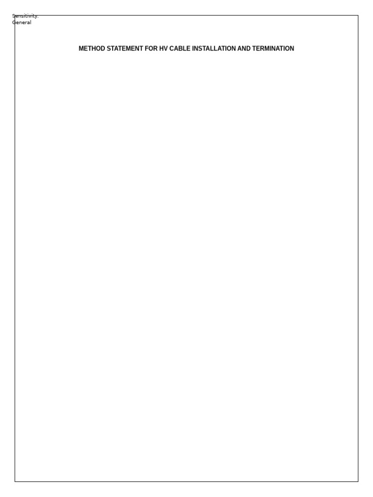 Method Statement For HV Cable Installation and Termination | PDF ...