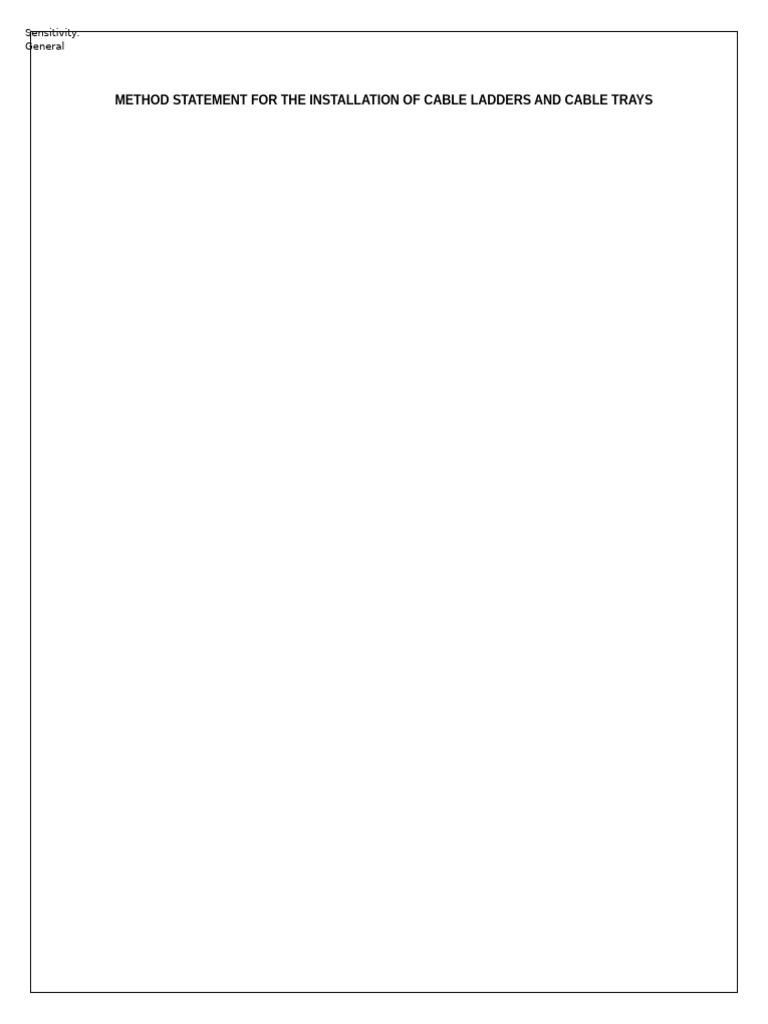 Method Statement For The Installation of Cable Ladders and Cable Trays ...
