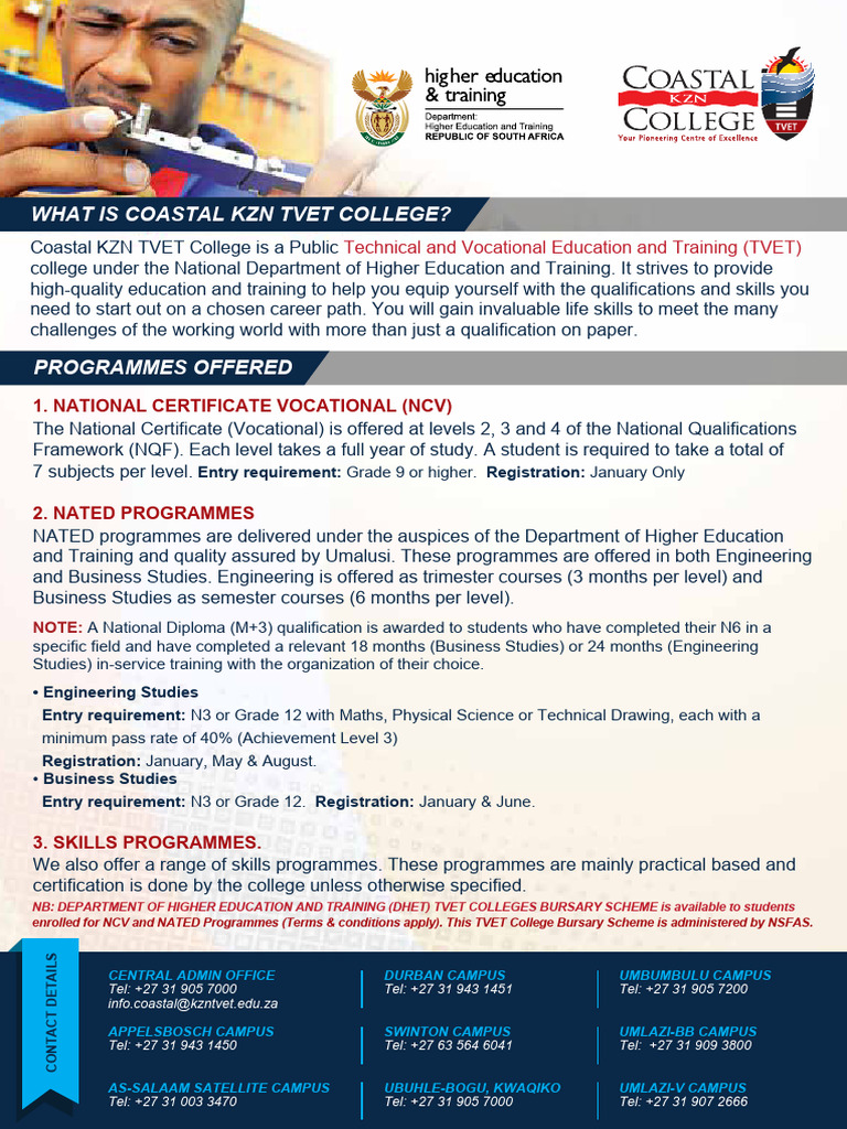 NCV - Nated Programmes Flyer | PDF | Vocational Education | Educational ...