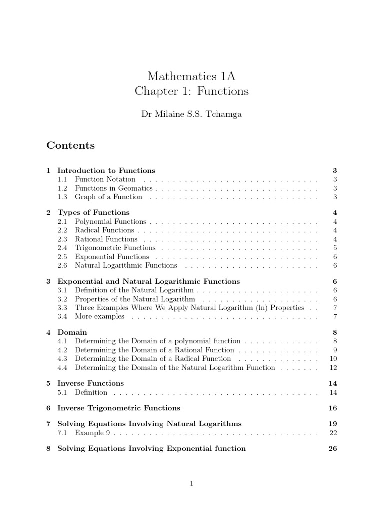 Chapter 1 - Functions | PDF | Trigonometric Functions | Function ...
