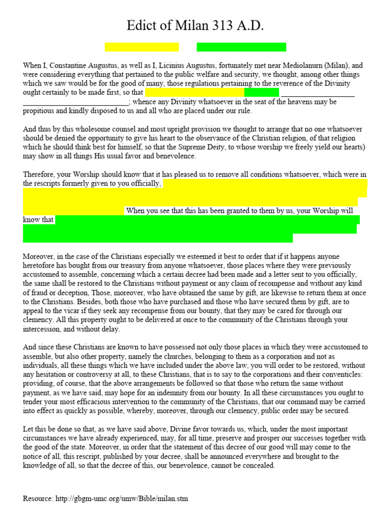 Edict of Milan | PDF