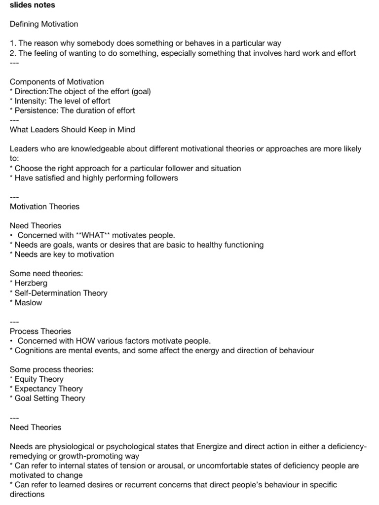 Week 2 Notes | PDF | Motivational | Motivation