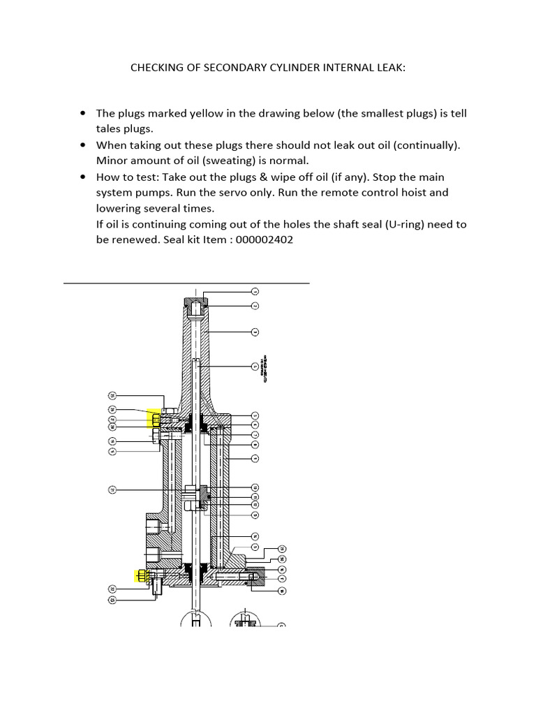 Checking of Secondary Cylinder Internal Leak | PDF